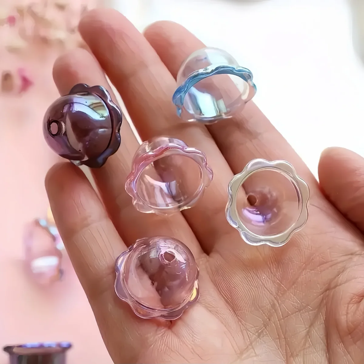 10 Stück/Lot Transparente UV-beschichtete Acryl-Windglockenperlen Anhänger für Schmuckherstellung DIY Handgemachte Halsketten Ohrringe Schlüsselanhänger Handy – Detail 5