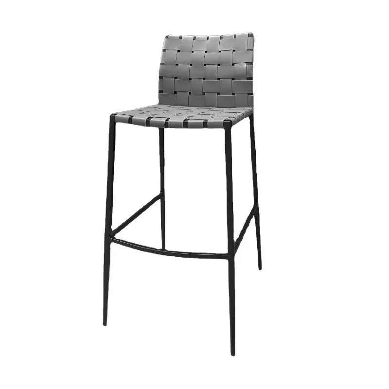 Light luxury weaving simple café reception backrest metal high stool home use