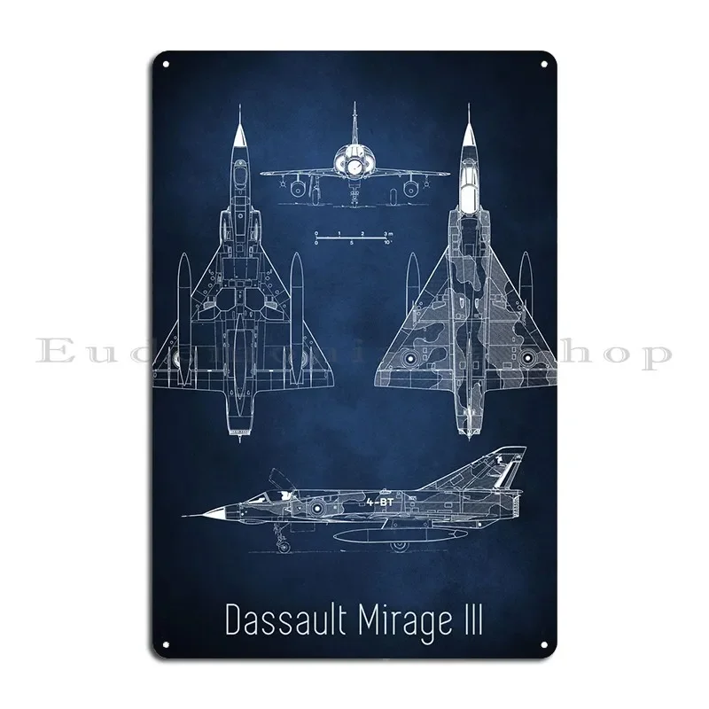 Dassault Mirage Iii Metal Plaque Poster Mural Painting Cave Design Wall Decor Tin Sign Poster