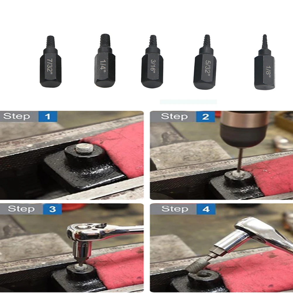 

Practical Brand New Nut Removal Tool Screw Extractor 5pcs/set Corrosion-resistant High Hardness Multiple Sizes