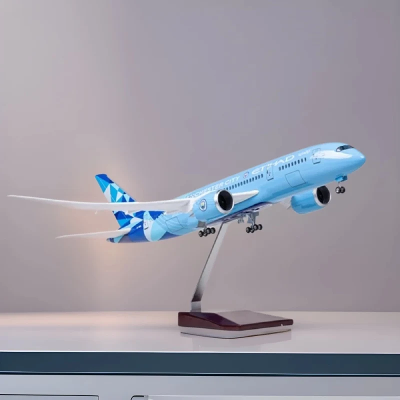 Modèle d'avion unique moulé sous pression à l'échelle 1:130 pour Etihad Airways Boeing 787 Manchester City Aircraft Airbus Series Avion modèle d' avion (avec lumière Modèle d'avion unique moulé sous pression à l'échelle 1:130 pour Etihad Airways Boeing 787 Manchester City Aircraft Airbus Series Avion modèle d' avion (avec lumière