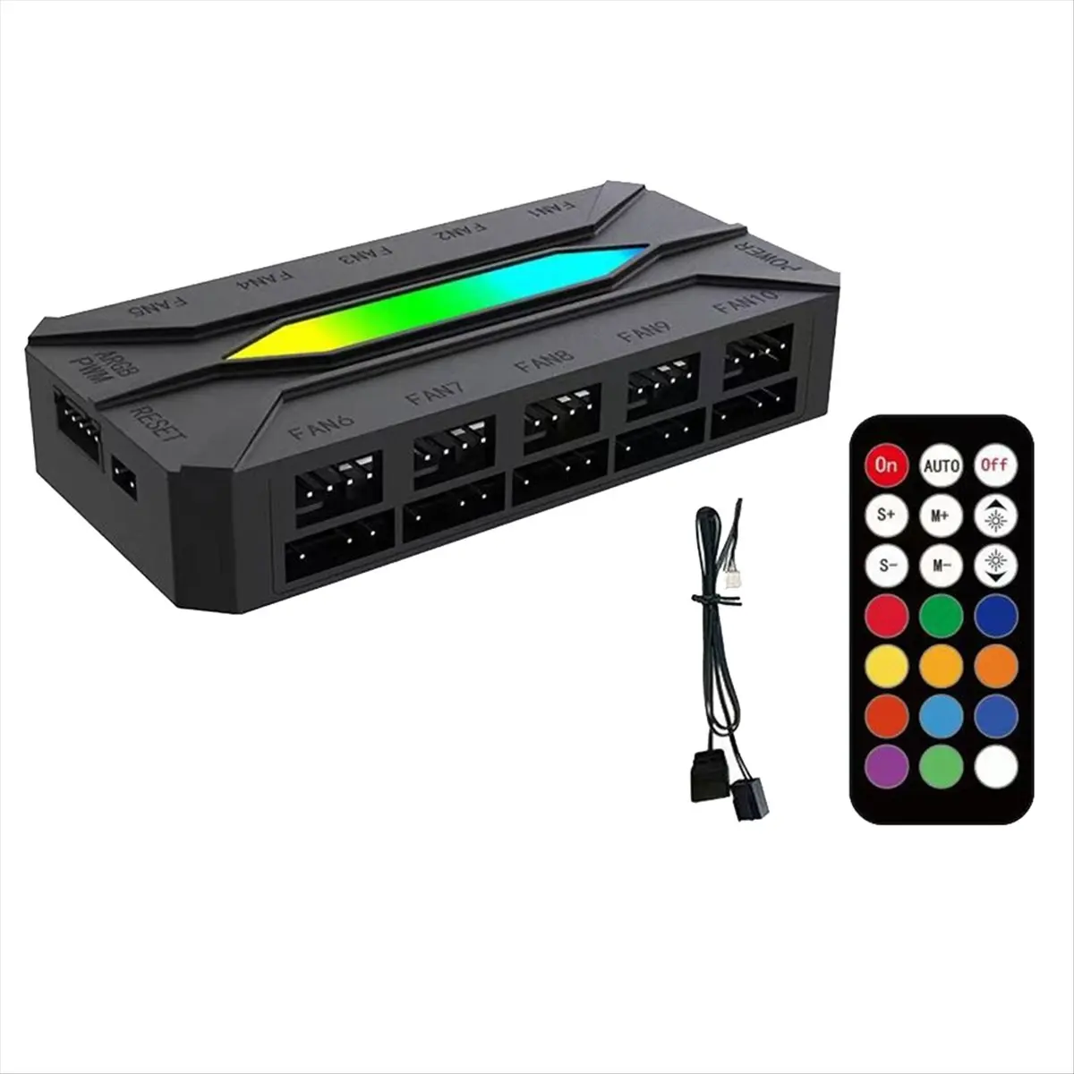 Friendly!Dual Ten-Way ARGB Controller Computer Cooling Chassis Fan PWM Temperature Control Hub 5V 3pin Shenguang Synchronization