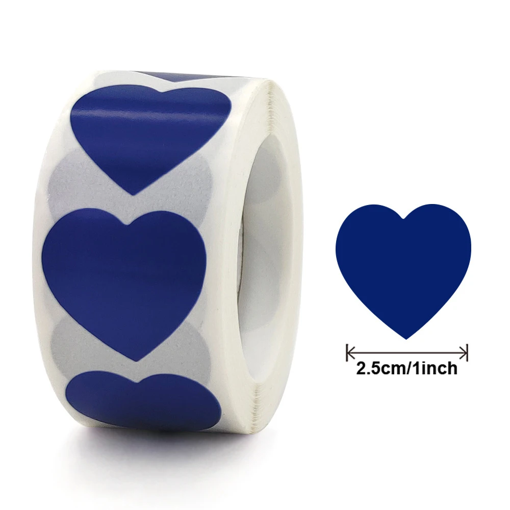 500Pcs Runde Herz Blank Handgemachte Aufkleber 1 zoll See Blau Rosa Papier Aufkleber Schreibwaren Aufkleber Partei Geschenk Dekorationen Etiketten – Detail 1