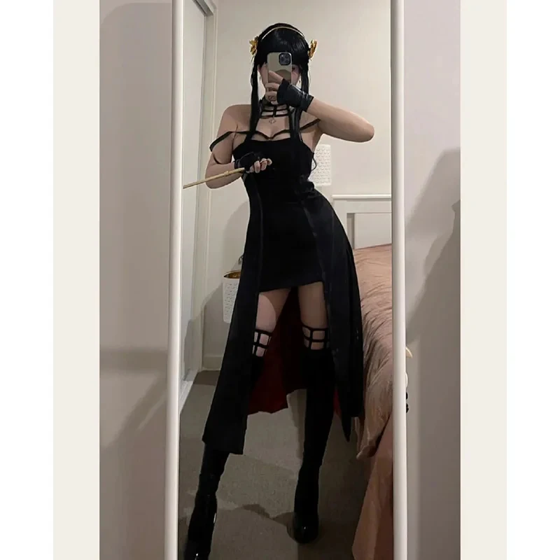 

v;3,f\6,k;Anime Cosplay Wig Yor Forger Uniform Dress Elastic Thigh Stockings Halloween Costume for r;6,b\7,j/