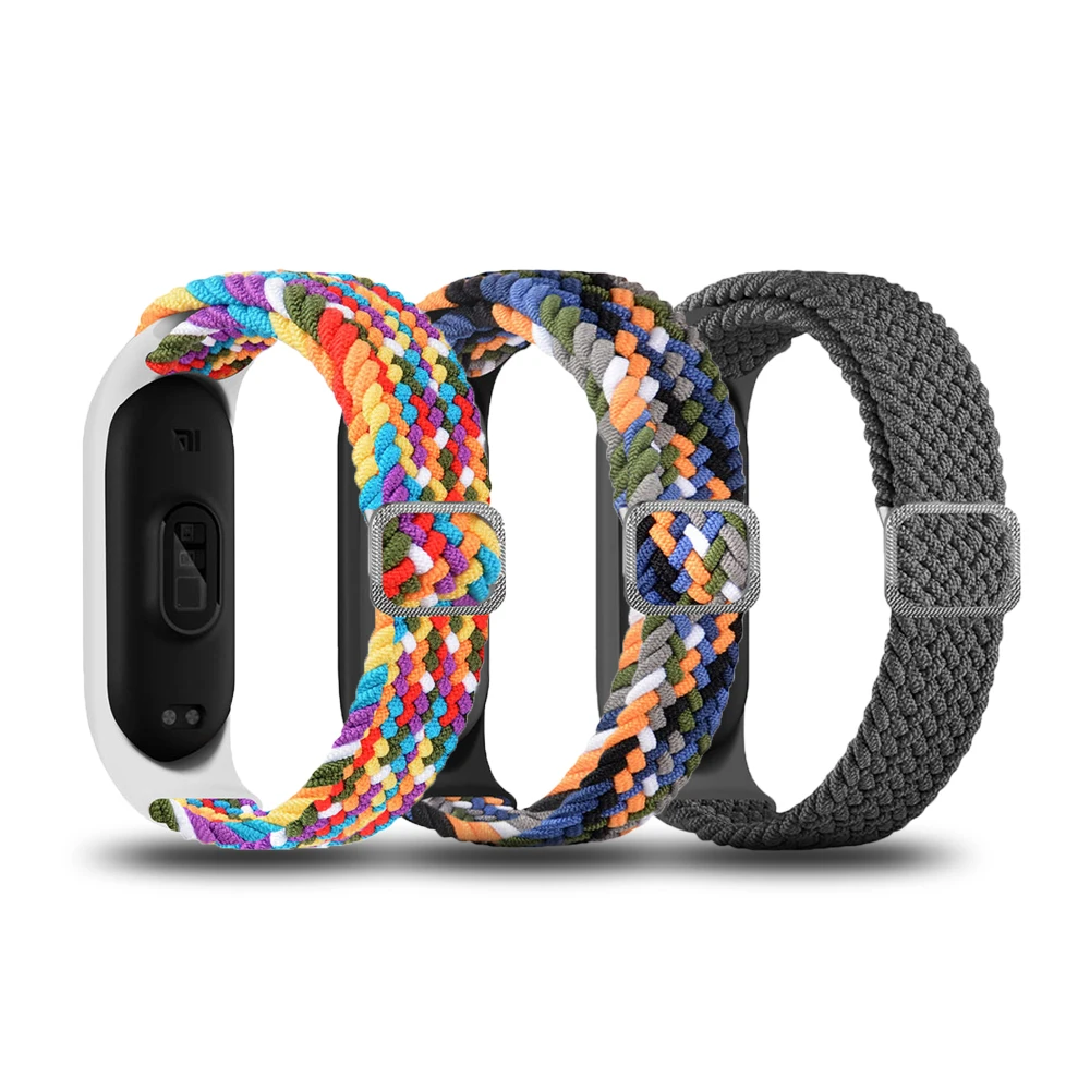 Strap for Xiaomi Mi Band 7 6 5 4 3 Nylon Braided Adjustable Bracelet Elastic Strap For Miband 6 5 4 Replacement Wristband Strap