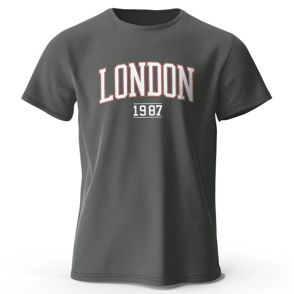 

S-5XL Men's London 1987 Vintage T-shirt Sport 100% Cotton Print Oversized Tees For Men Women Sportswear Tops