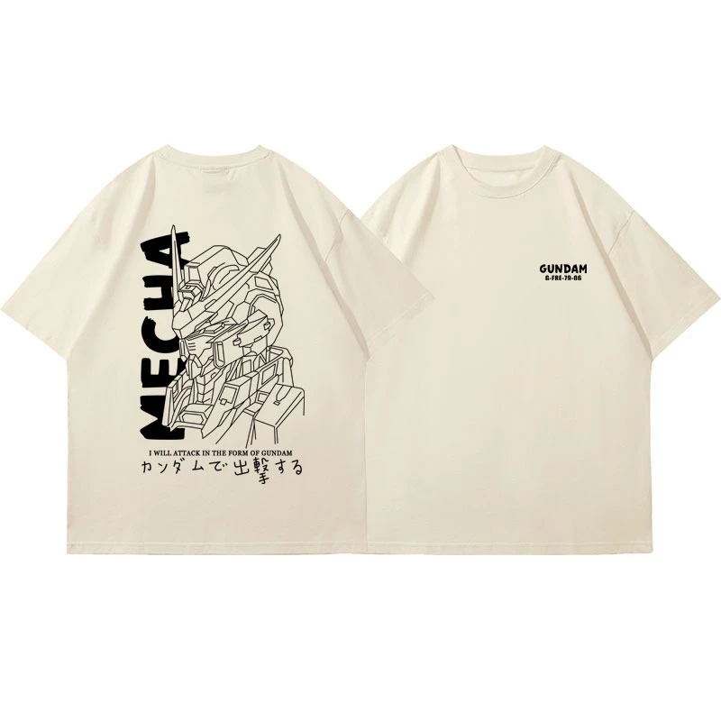 日本のトレンディなブランド夏の新半袖ラインアップロボットオーバーサイズクルーネック Tシャツボトリングシャツ男性綿 Tシャツ