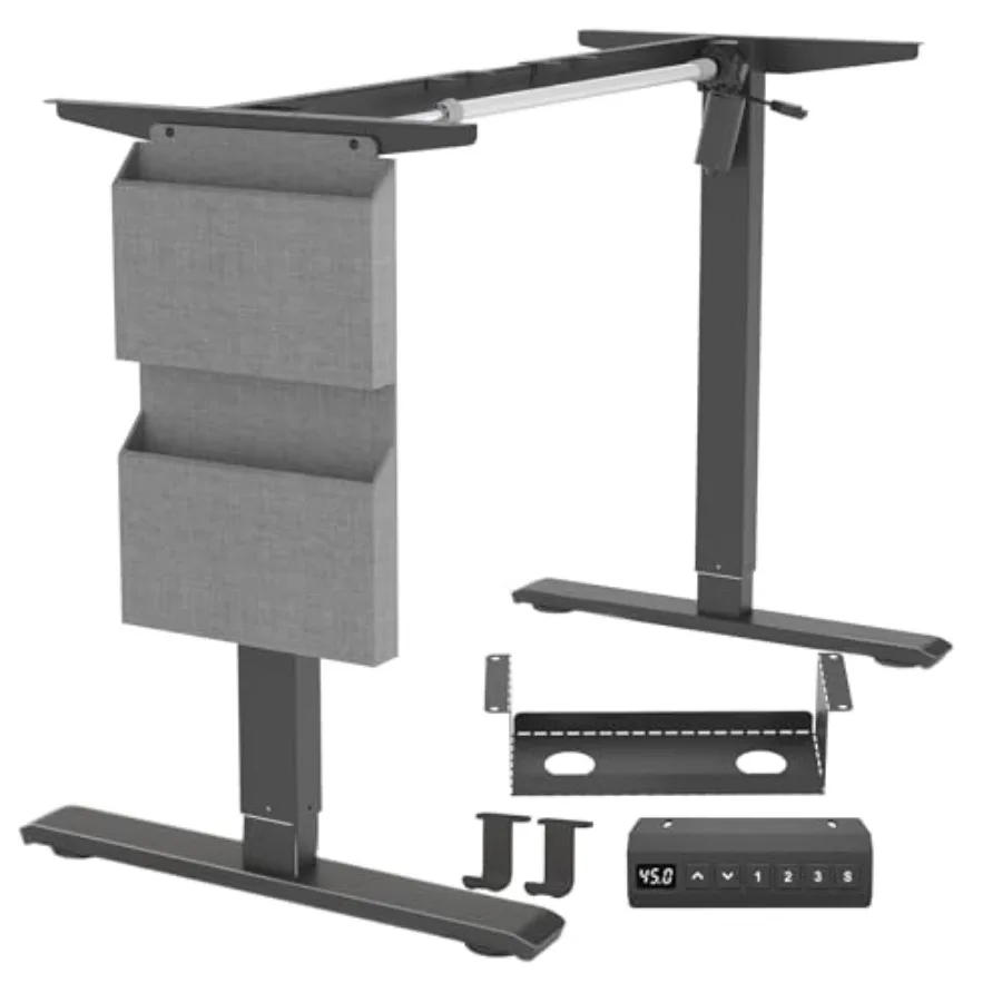 Electric Adjustable Standing Desk Frame with 3 Memory Height Settings Cable Management Tray Storage Bag 2pcs Headphone Hooks Bl