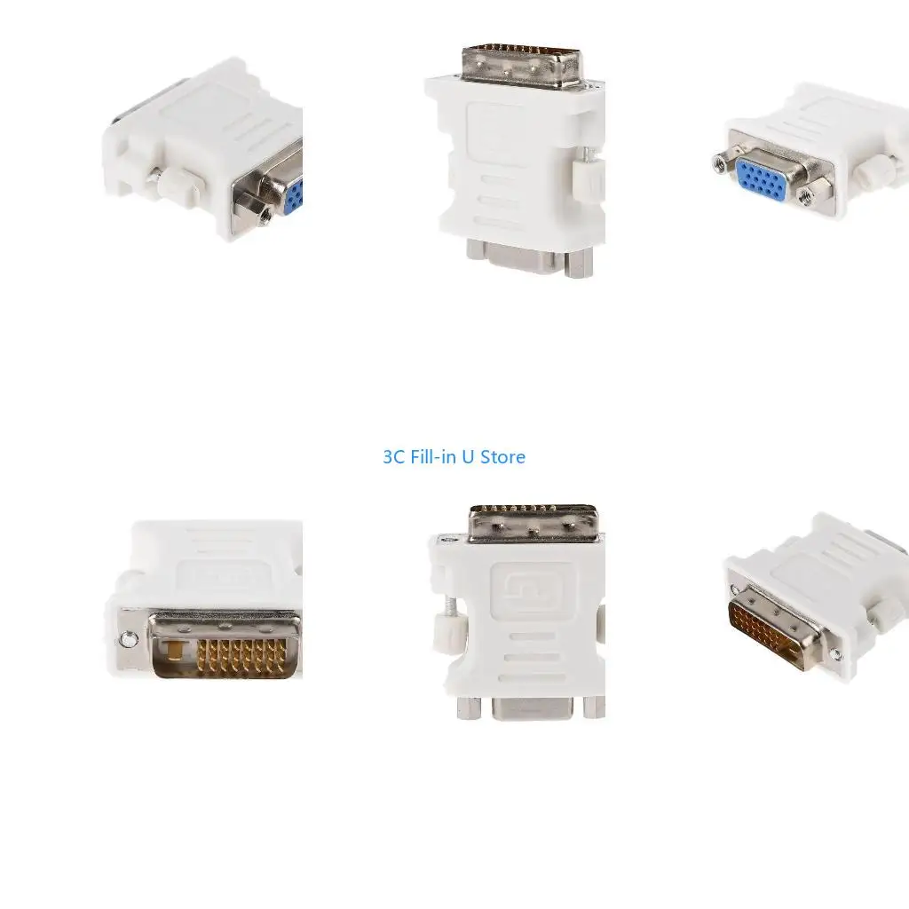 G8TA DVI-D Male To VGA Female Socket Adapter Converter VGA To DVI White Durable