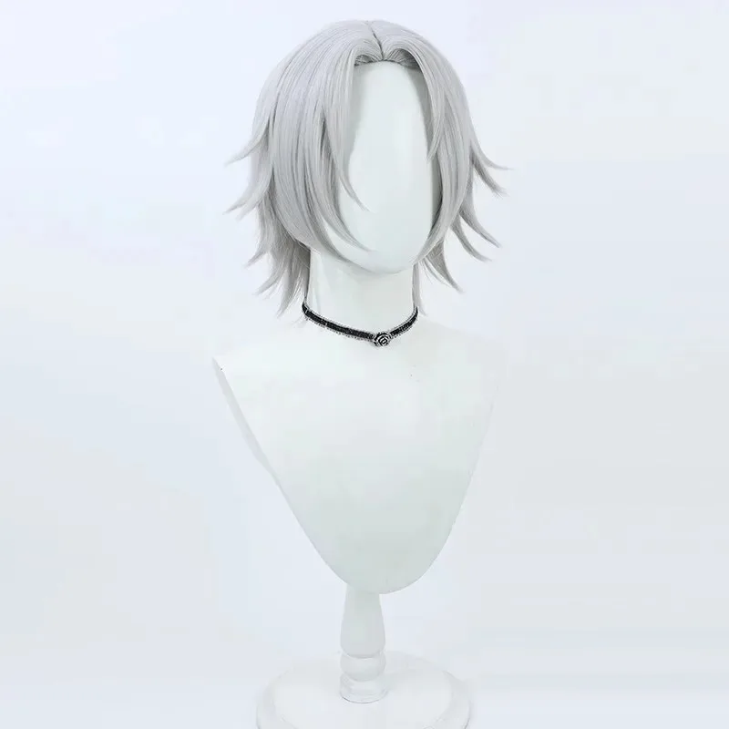 كوسبلاي [رجل حر] مجموعة معبد السجن المعلم رجل كوس شعر مستعار فضي رمادي Gokudera Hayato