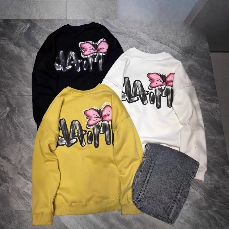 النمط الأوروبي قصيرة المتضخم س الرقبة هوديس المرأة موضة رسالة شخصية التصحيح الكتابة على الجدران فضفاضة عادية مقنع البلوز #3