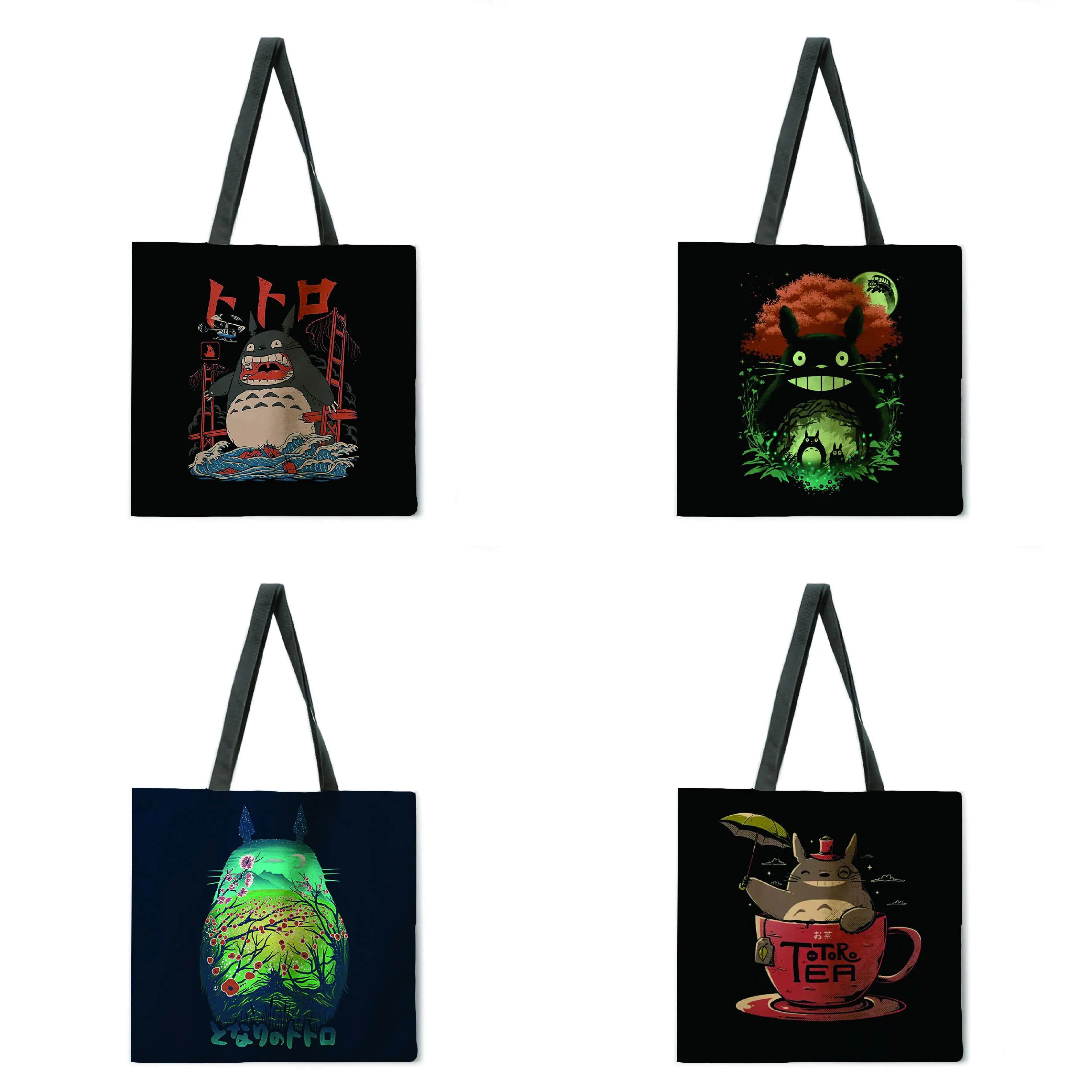 

Cartoon Anime Linen Bag Handbag Lightweight Shoulder Bag Large Capacity Eco-friendly Shopping Bag Tote Bag