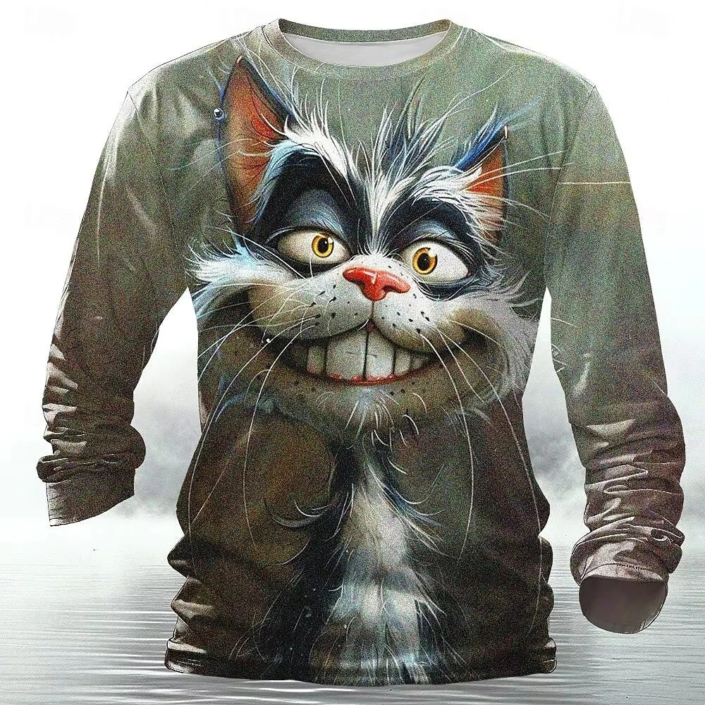 Funny 3D Chicken Print Men's Long Sleeve T-shirt New Autumn Oversized Pullover Hip Hop Punk Clothing Casual Fashion Top image 6