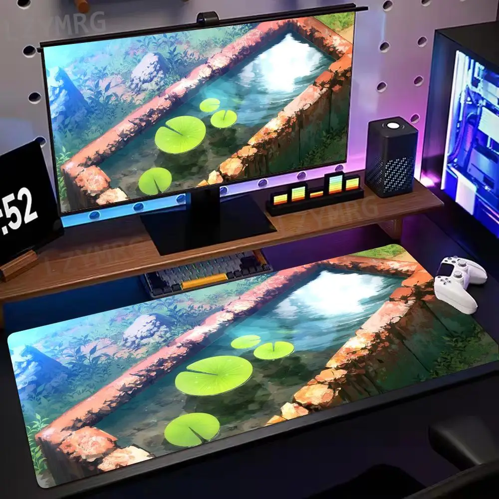 لوحة ماوس ذات مناظر طبيعية على شكل زهور الربيع، ملحقات مكتبية كبيرة مطاطية مضادة للانزلاق، لوحة ماوس للمكتب والألعاب، سجادة لوحة المفاتيح، سجادة ديكور