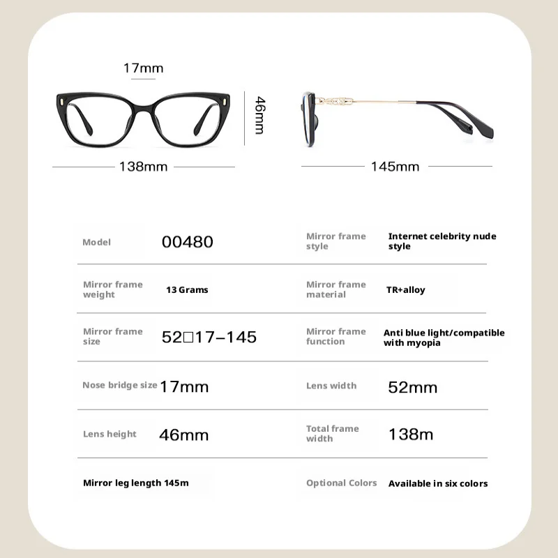 YCFoya, gafas ópticas de carey a la moda para mujer, monturas de gafas tipo ojo de gato para mujer, gafas graduadas 00480