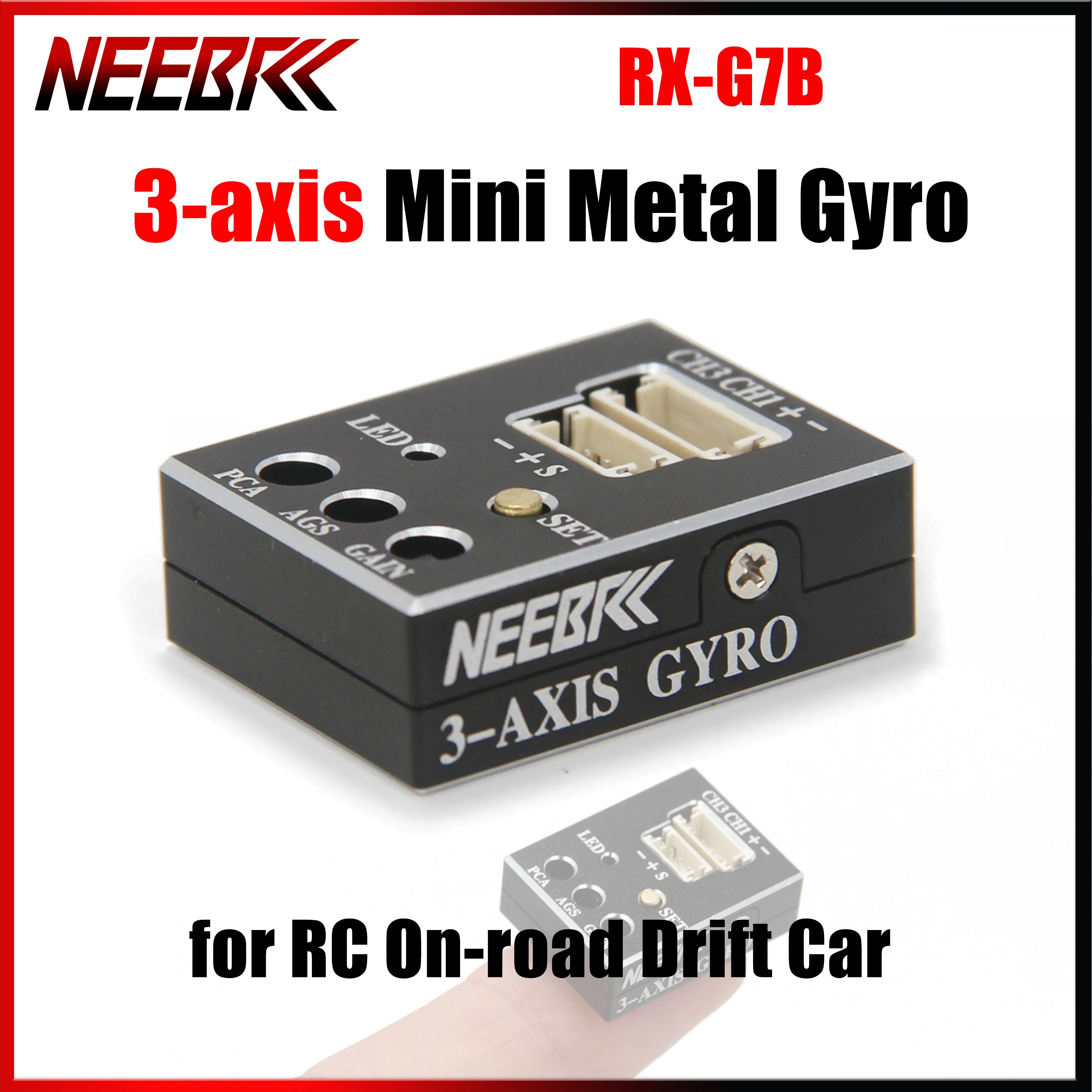 

NEEBRC 3-axis Model Car Gyro RX-G7B Mini Metal CNC Gyroscope AGS for RC On-road Drift Racing Rally Boat Remote Control Vehicle