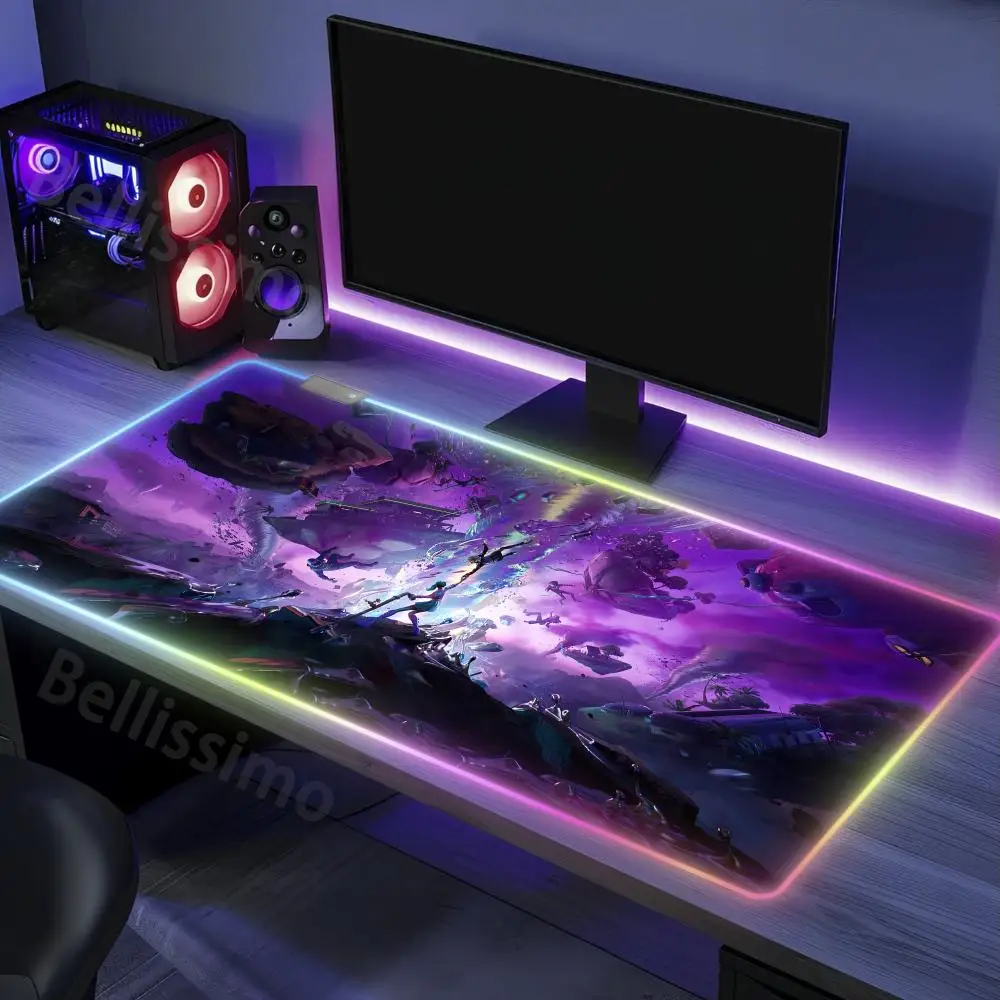 Mouse Pad Valorant RGB Non-Slip F_FORTNITES XXL 900x400 Office gadgets Hentai Kawaii Desk mats Rubber Edge locking Luminescence