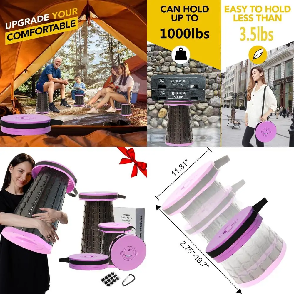 

Модернизированный 19,7-дюймовый портативный складной табурет, выдвижной телескопический складной табурет для взрослых, сверхмощный, для кемпинга, прочный, wi