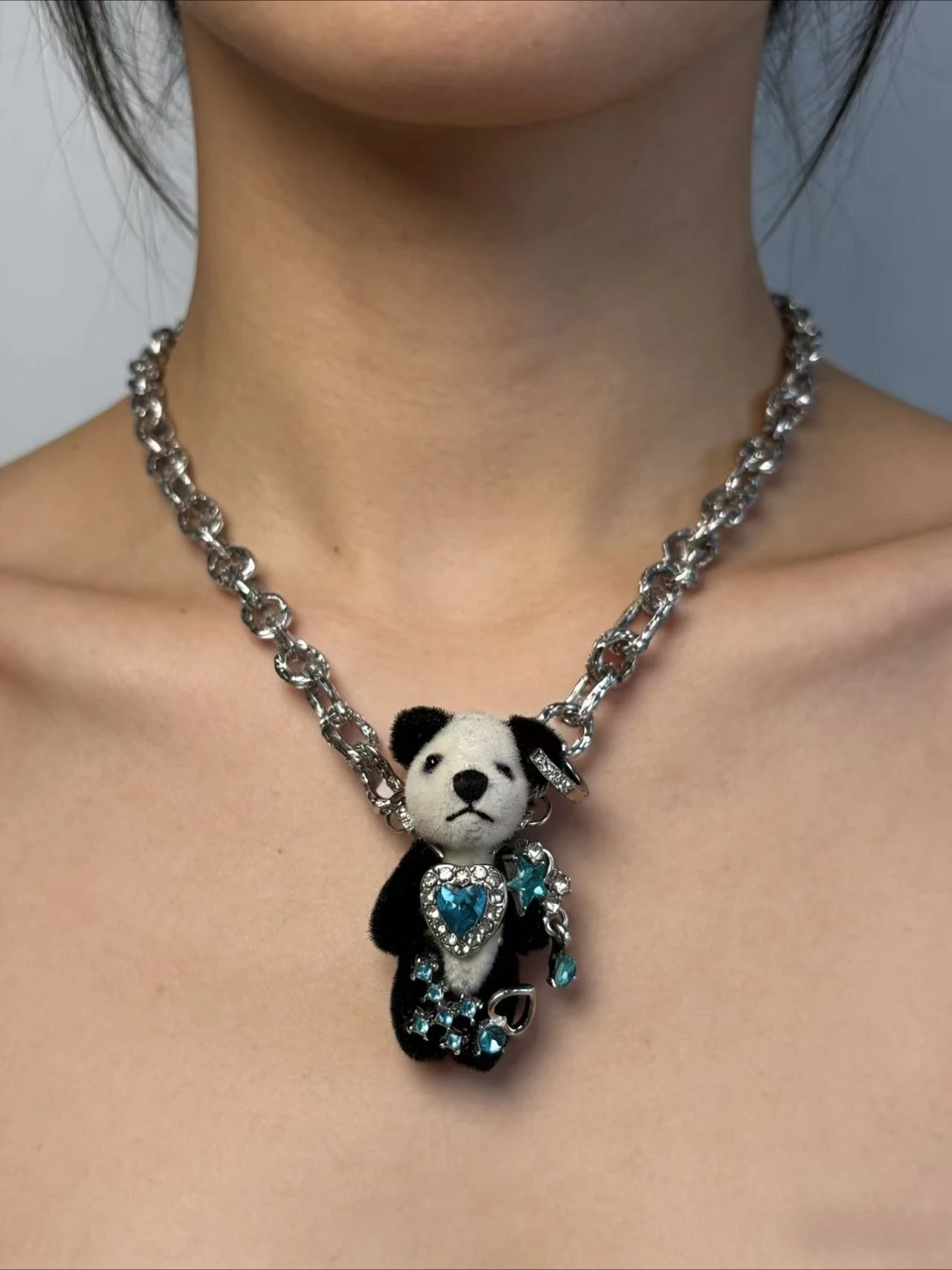 

Cute Panda Pendant Plush Doll Necklace Lovely Animal Accessories Party Gift for Girls