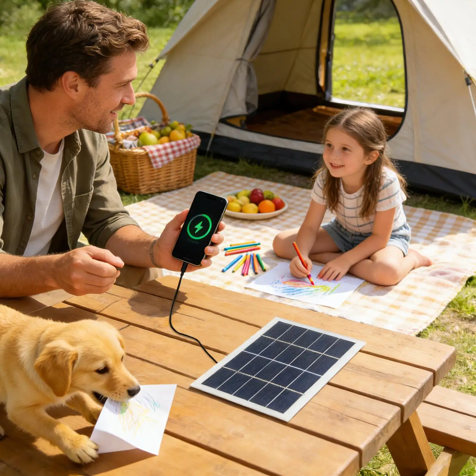 Solar Charging Panel Compact Foldable 15W High-Conversion Portable Foldable Solar Panel For Yards Porches Gardens Lawn Party