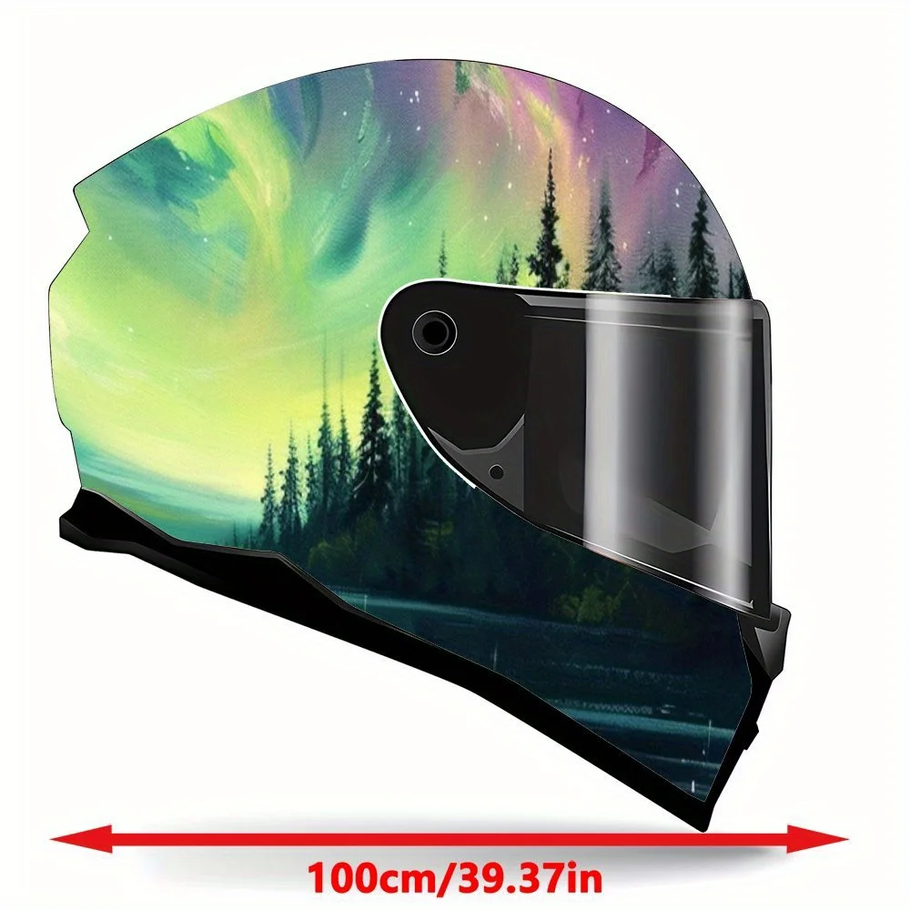 Shock Green Aurora Full Face Helmet Painting Sticker - Waterproof, Scratch Resistant Self Adhesive PVC Patch for Motorcycle Raci