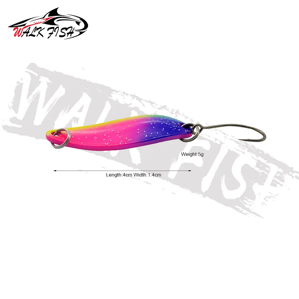 WALK FISH 1PCS New Trout Spoon Bait 5g 40mm Metal Fishing Lure With Single Hook Hard Bait Lures Trout Perch Chub Salmon