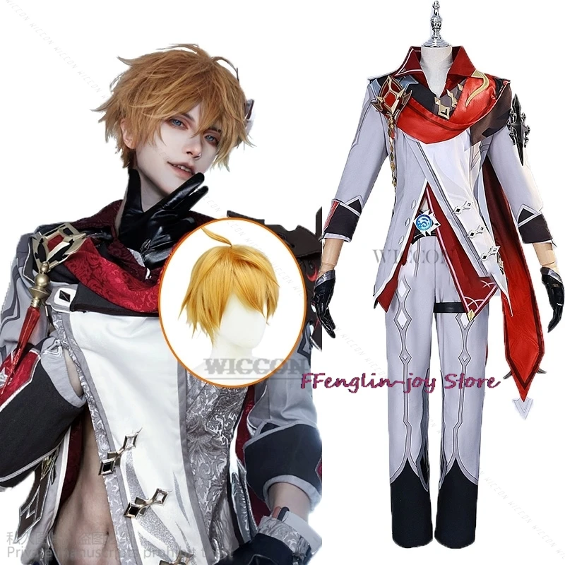 Game Genshin Impact Cosplay Tartaglia Ajax Uitstekende Kostuum Schoenen Pruik Halloween Kerst Mannen Cos Kleding Set Rollenspel Cos