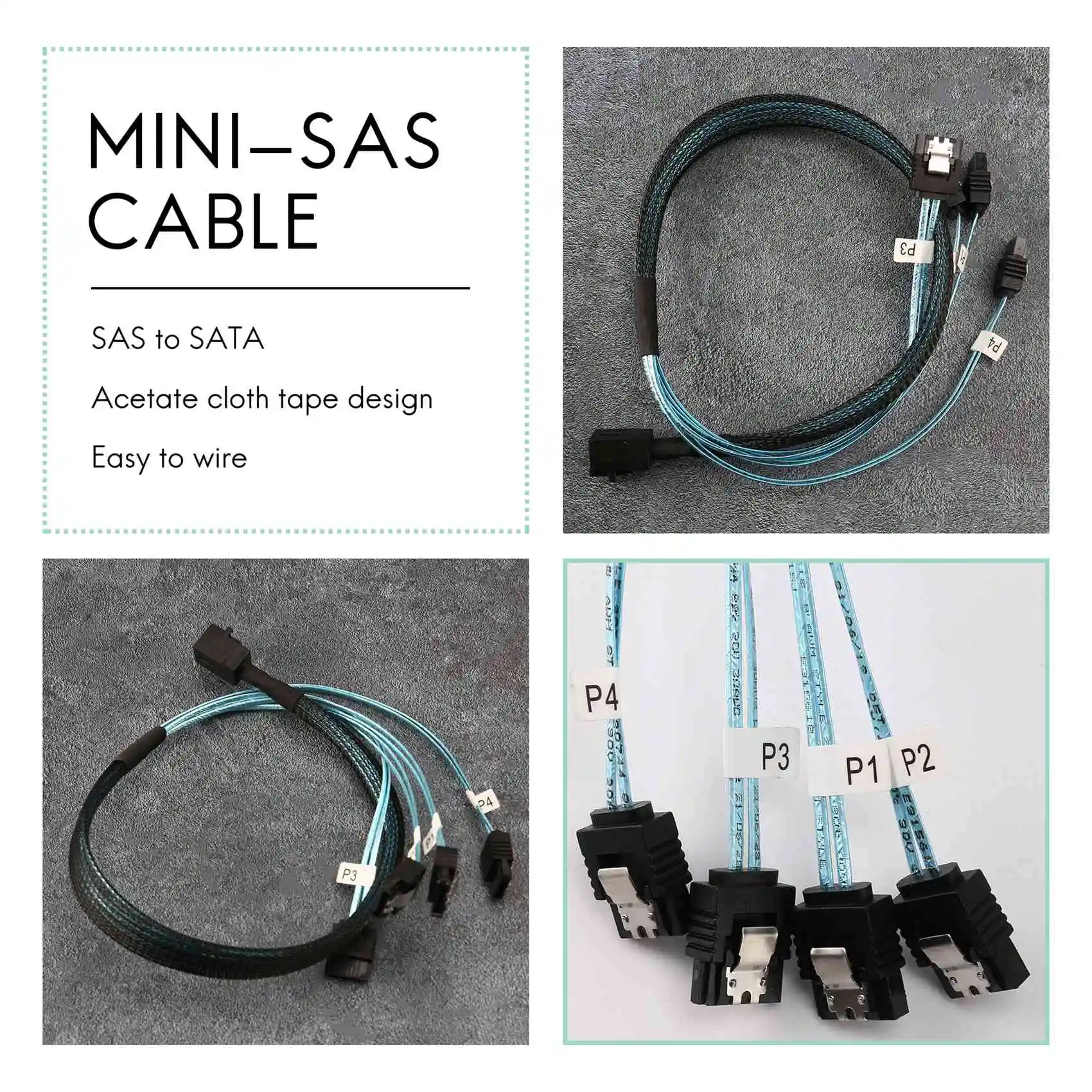 

Практичный внутренний кабель Mini SAS-SATA, прямой разъем SFF-8643 — SATA, совместимый с жестким диском Raid Controller (1,6 фута)
