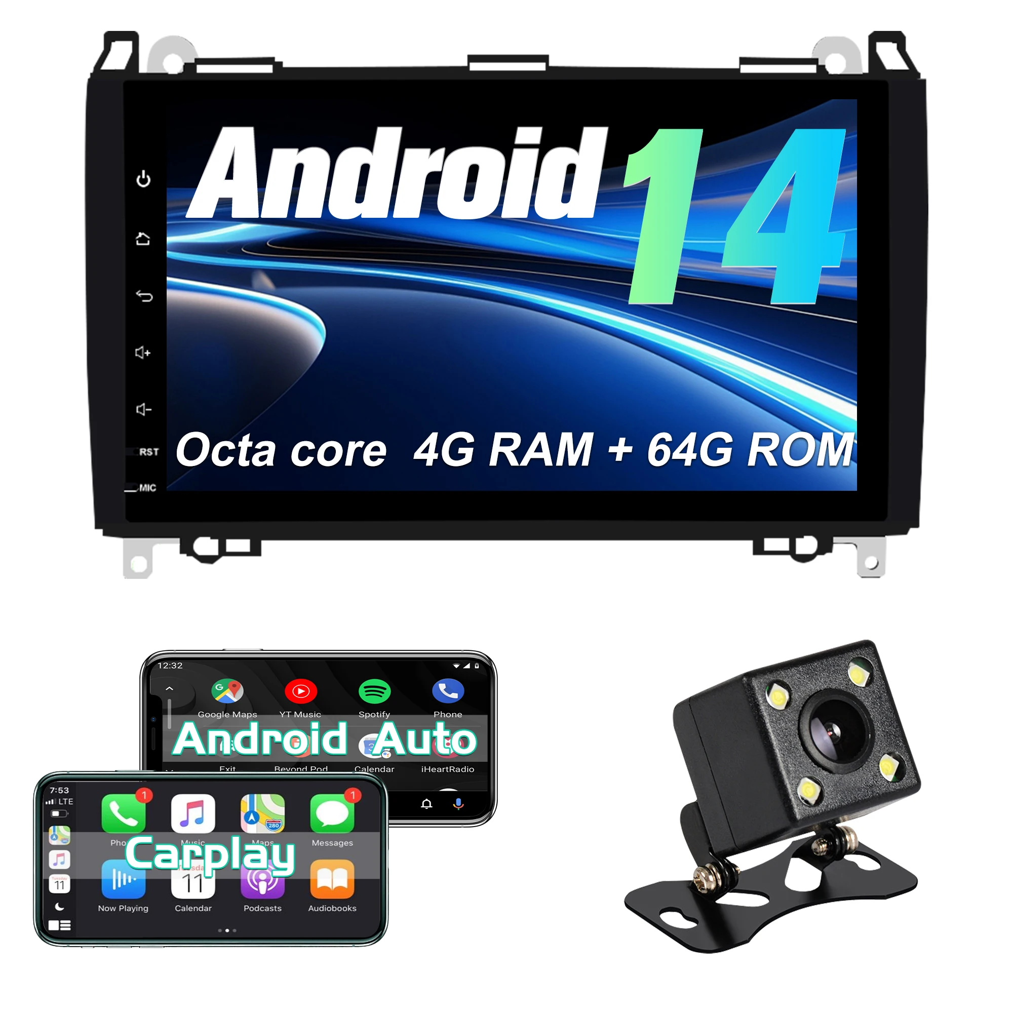 

Android Car radio for Mercedes Benz W169 W245 B160 B170 B180 B200 W639 Vito Viano W906 Sprinter screen stereo GPS, Carplay,GPS