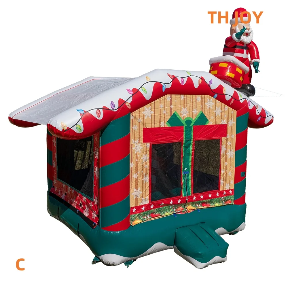 Maison de saut gonflable de noël, location commerciale, maison de rebond gonflable avec dessin animé du père noël