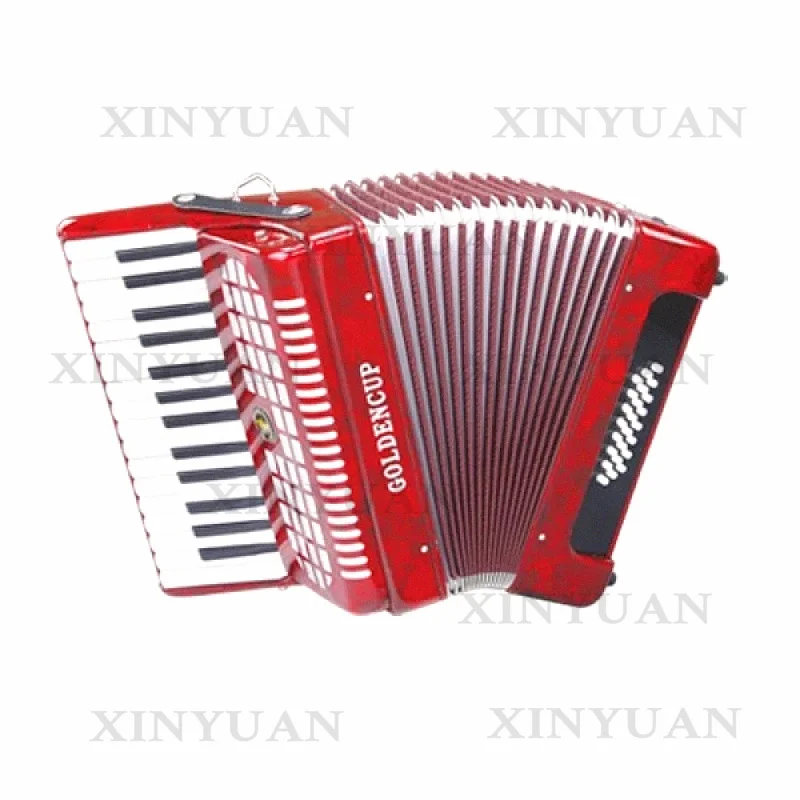 Piano Keyboard Accordion JP3224, 32 Keys 24 Bass Red Celluloid Wood Instrument, Chromatic & Diatonic Optional Styles