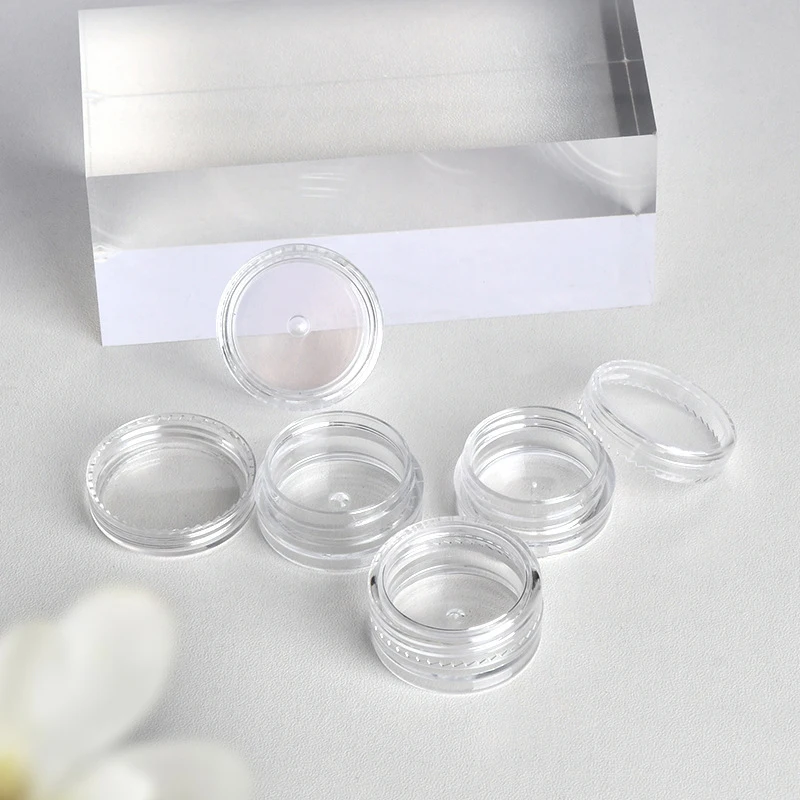 10Pcs Sample Clear Cream Jar Mini Cosmetic Bottles Containers Transparent Pot For Nail Arts Small Clear Can Tin For Balm