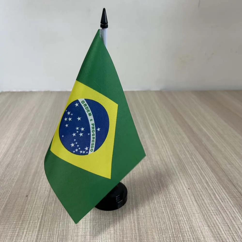 14x21cm Office Desk Flag of Brazil Flag polyester Ornaments table Flags  mini Brazil Country Desk flag for decoration