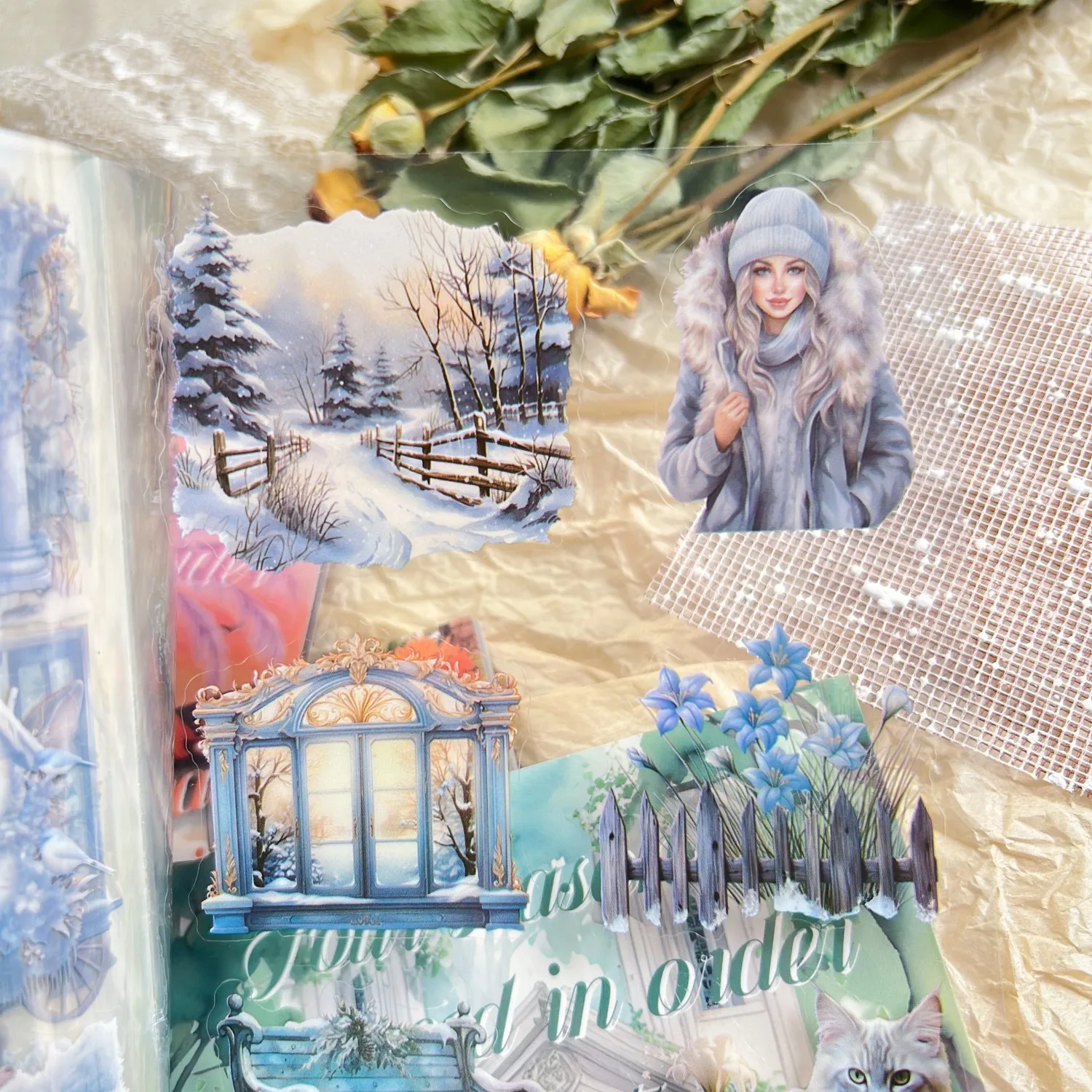 20 枚のヴィンテージ PET ステッカー スクラップブッキング用の本 レトロアートクラフト用品 DIY プロジェクトやプランナー用のクリエイティブステッカー