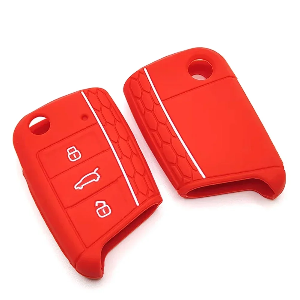 Car Key Cover Case Silicone Shell For VW Golf 7 MK7 VII Tiguan Polo Skoda Octavia A7 Kodiaq Seat Ateca Leon 3 Button