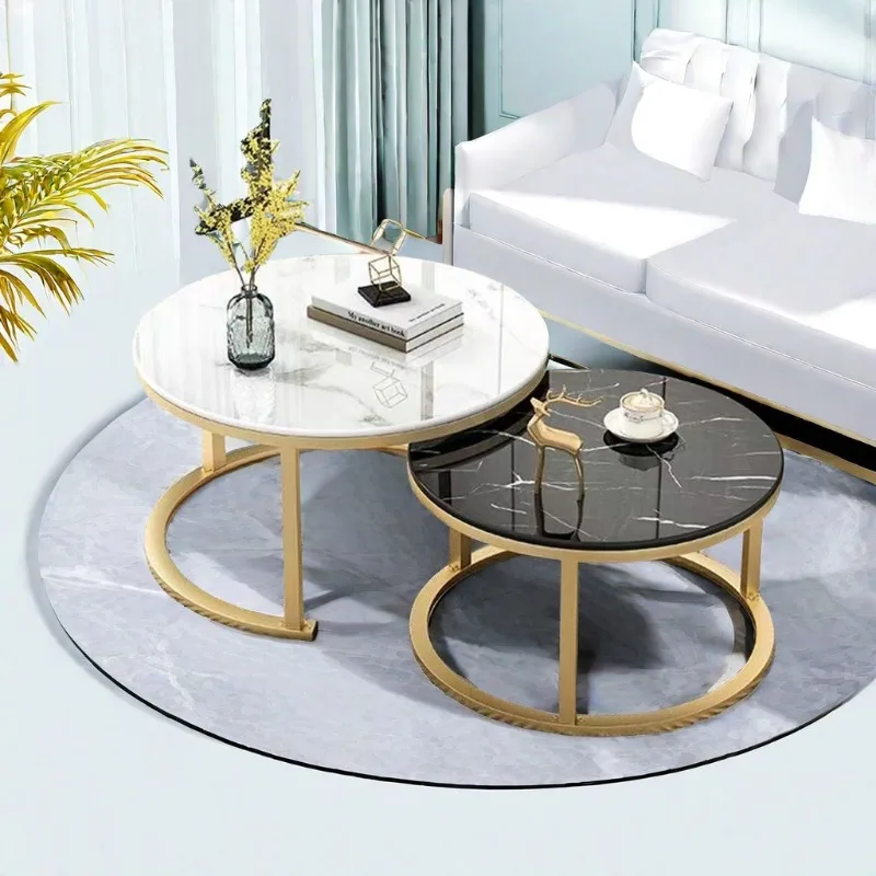 コーヒーテーブル-小さなアパート-シンプルモダン-家庭用-丸型プレート-引き出し式-小さなリビングルーム-ライトラグジュアリー-バルコニーソファ-小型c