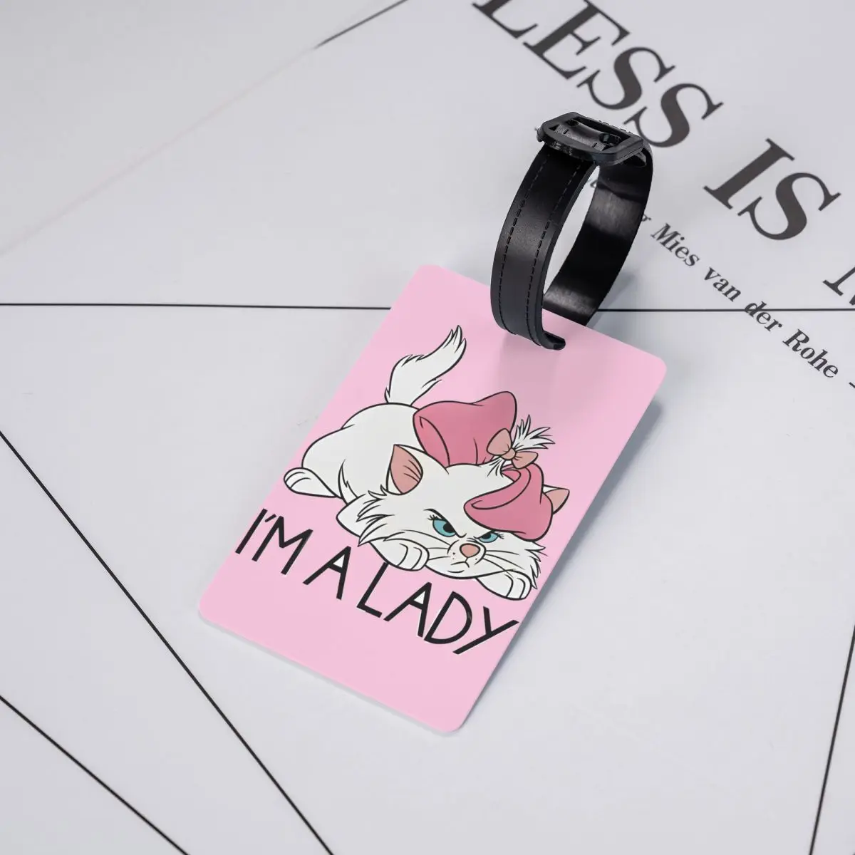 I'm A Lady Marie Aristocats 귀여운 고양이 수하물 태그, 여행 실리카 젤 휴대용 라벨 수하물 가방 케이스, 이름 ID 주소