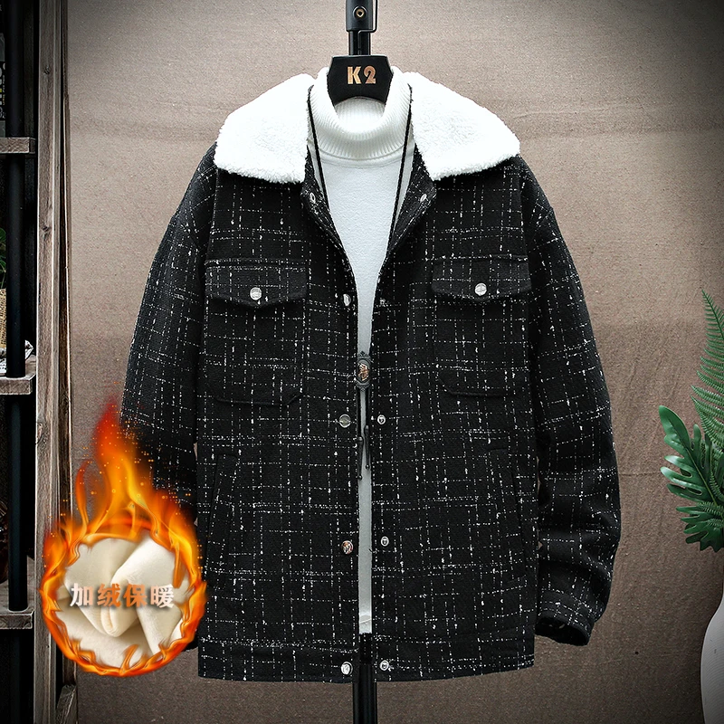 

2023 winter jacket male Fashion thicken Trench Coat Trend Jacket Men's Casual jackets plaid High Quality Coat men size M-3XL