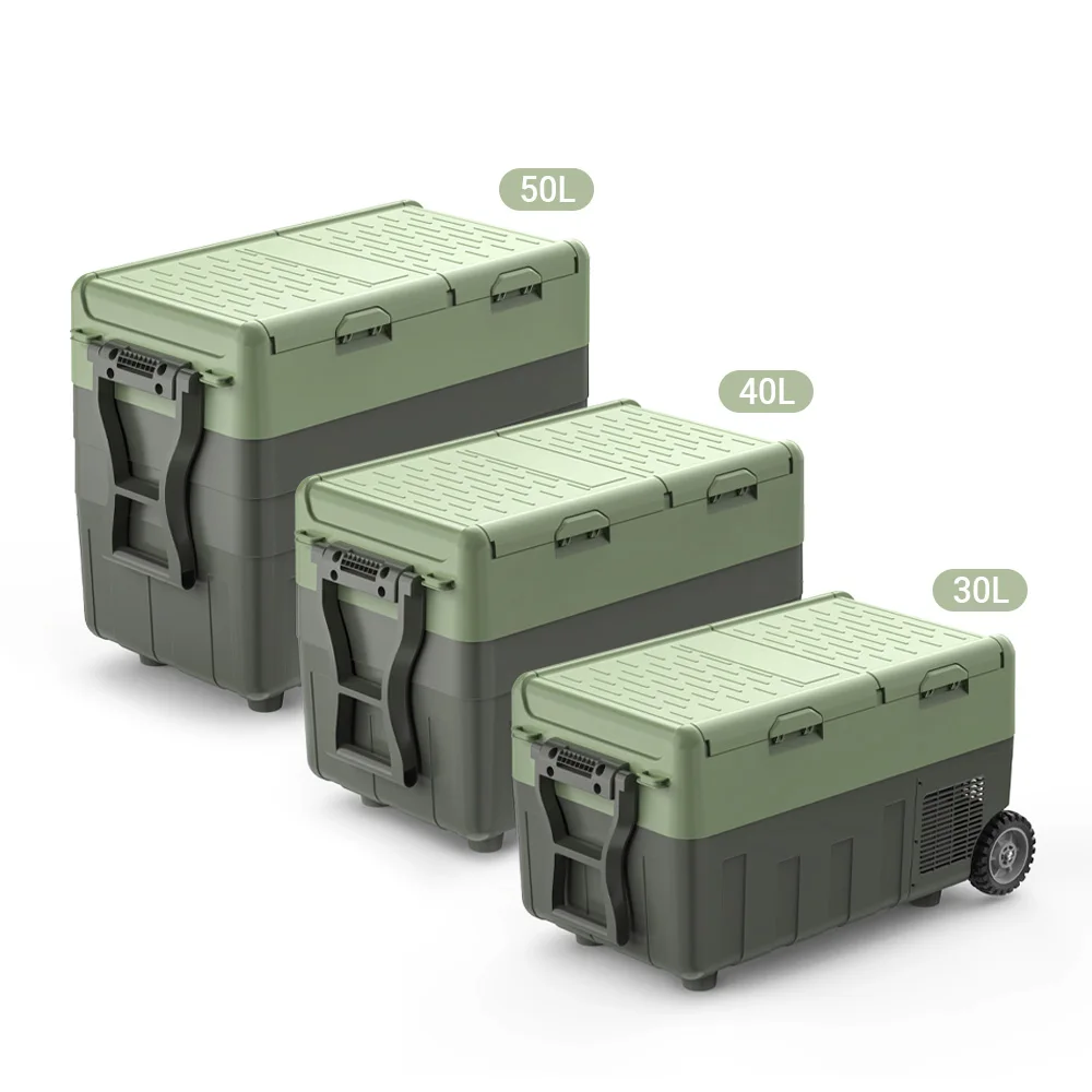 Solar Battery Powered Car Fridge Box Freezer Electric Cooler Portable Auto Refrigerator With Wheels