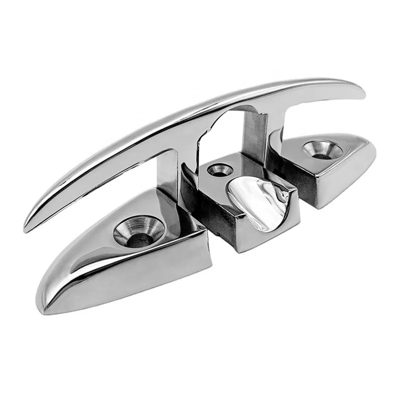 6 Inch Boat Deck Folding Cleat Portable Removable Pre-drilled Stainless Steel Mirror Polished Glossy Canoe Mooring Cleats Parts