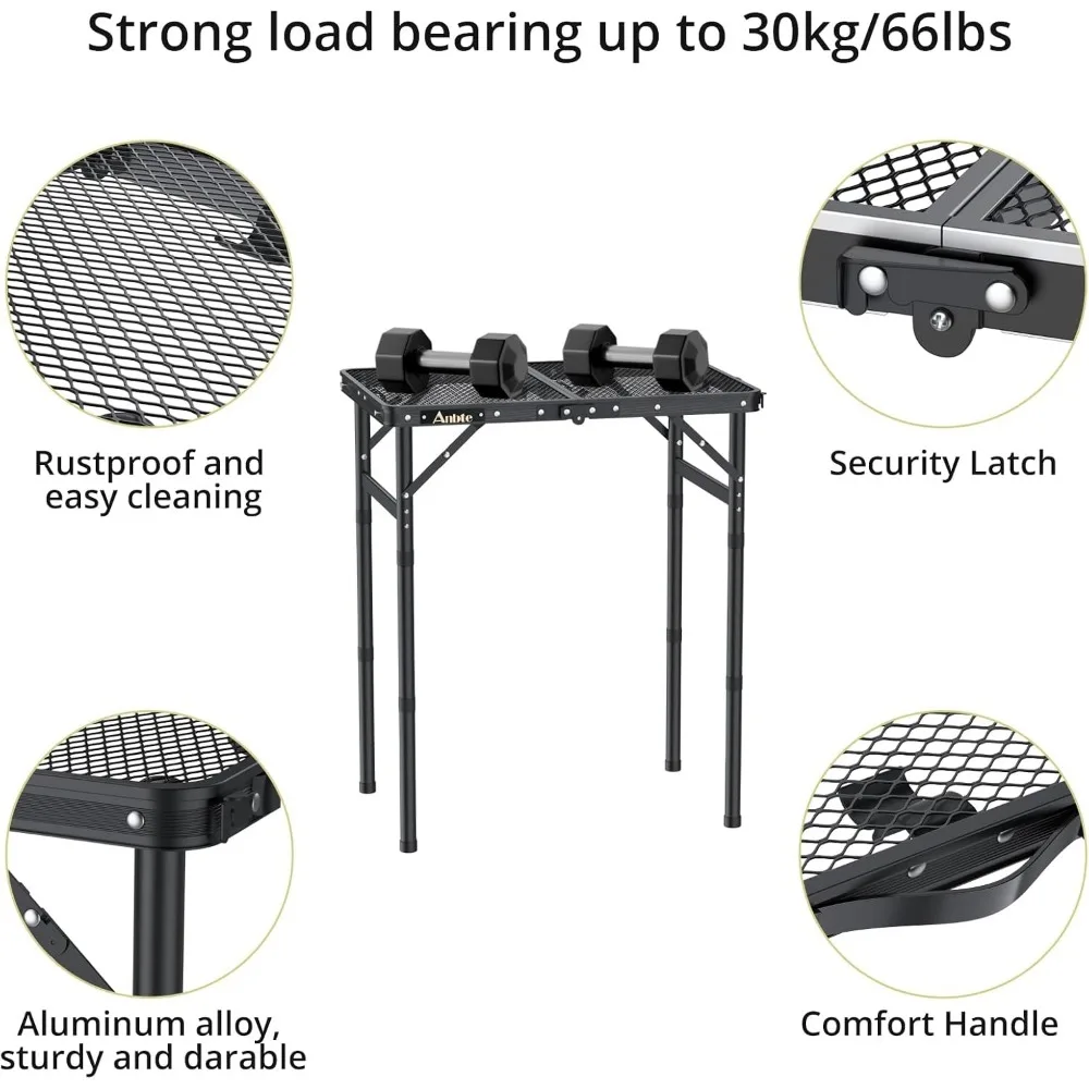 طاولة شواء قابلة للطي، طاولة نزهة للتخييم من الألومنيوم بارتفاع قابل للتعديل، خفيفة الوزن ومحمولة للسفر في الهواء الطلق #5