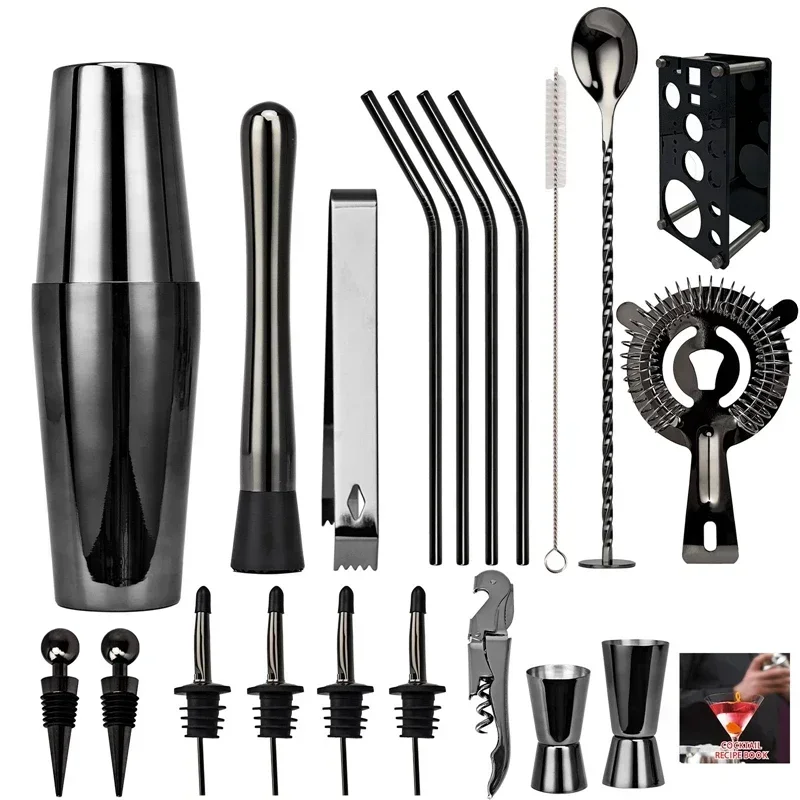 20piece Complete professional cocktail boston shaker drinks Bartender kit cocktail mixer Set household utensils for hospitality