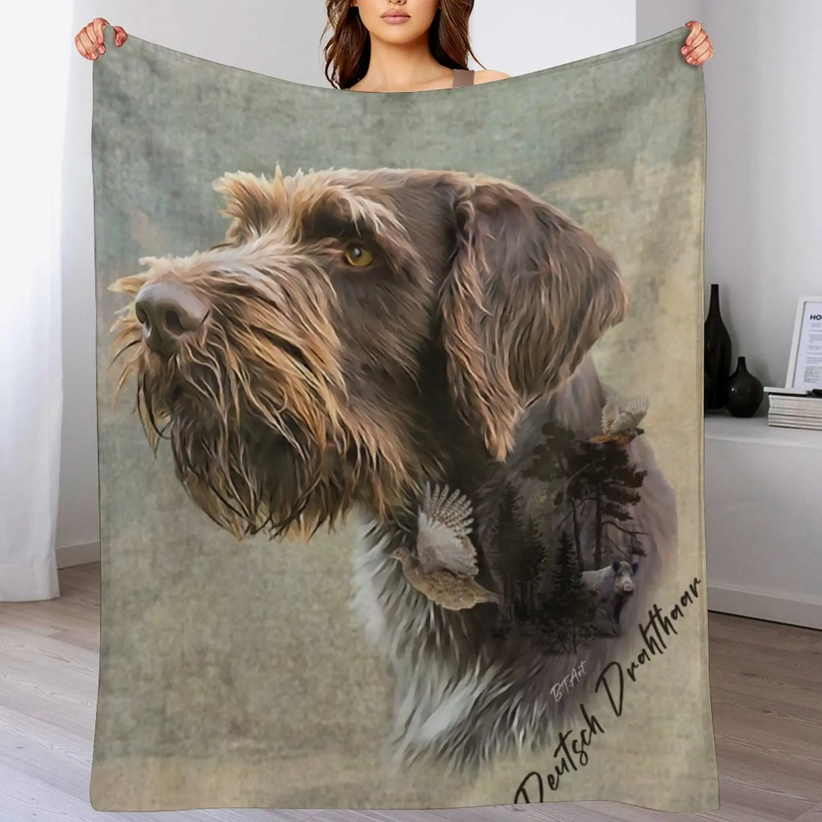 

Wirehaired Pointing Griffon Throw Blanket Ultra Plush Cozy Blanket for Napping Sleeping