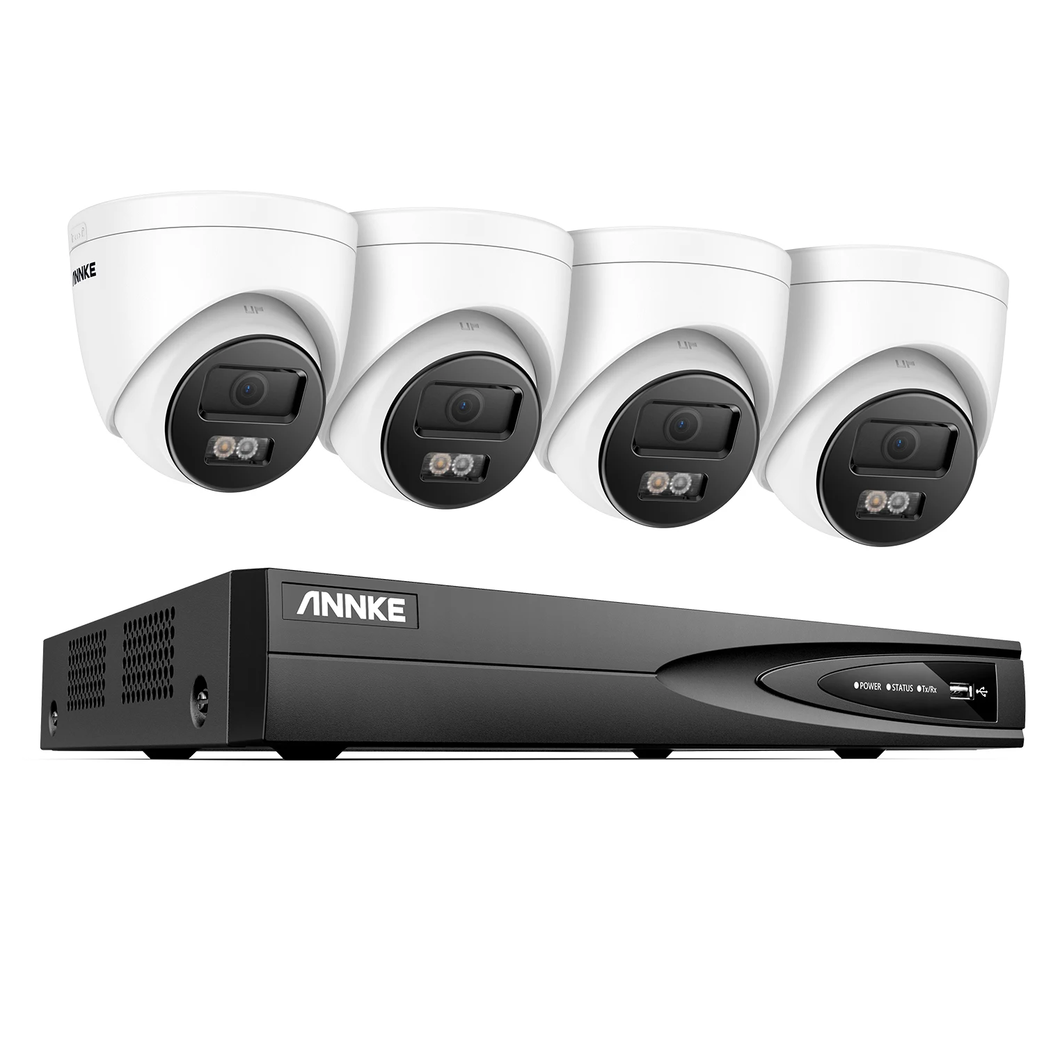 ANNKE 4CH NVR 8MP Dual Light Outdoor Surveillance Camera System 4MM Lens Person/Vehicle Detection 265+ PoE Camera Video Kits