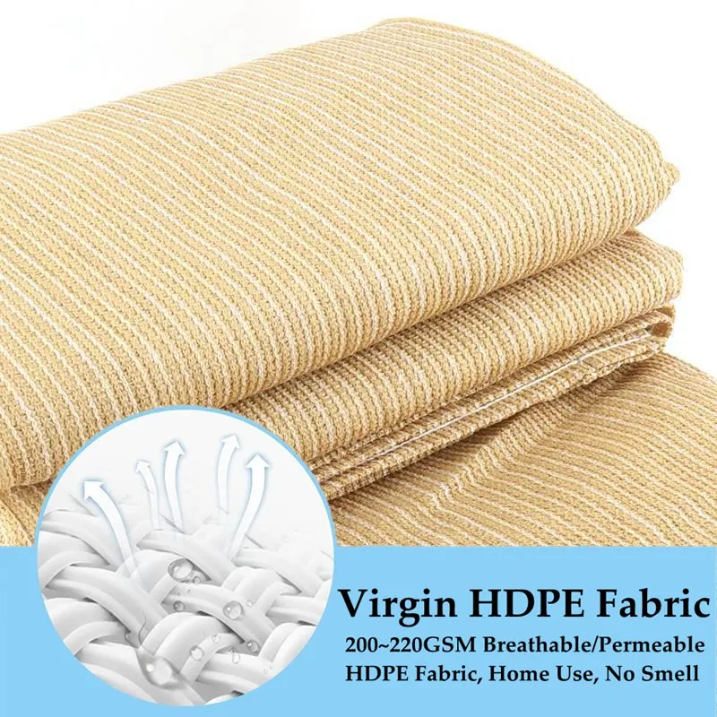 Thicken Beige HDPE Anti-UV Sun Shade Net Home Garden Hotel Balcony Safety Fence Privacy Screen Canopy Shade Sails