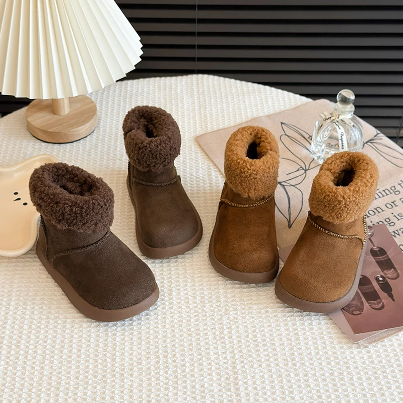 2025 Winter New Children Cotton Short Boots for Girls Fashion Korean Style Soft Bottom Anti-slippery Versatile Princess Shoes