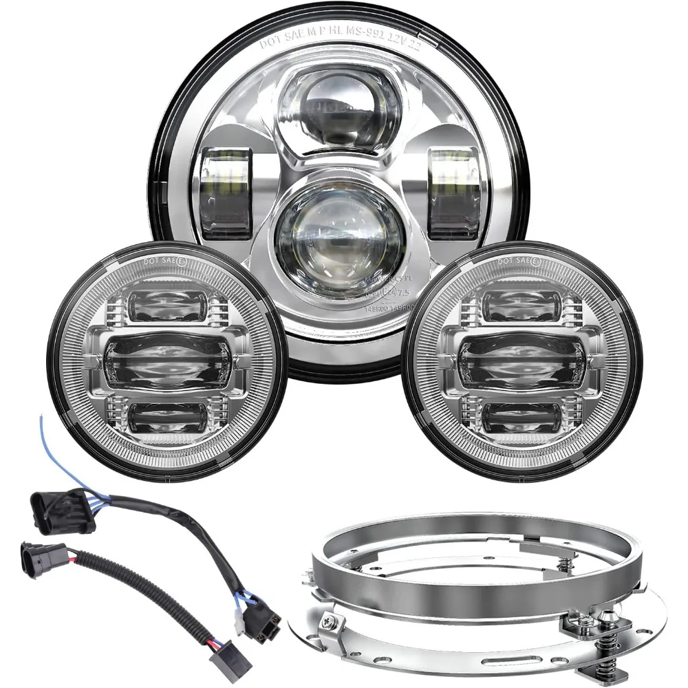 

Новые 7-дюймовые мотоциклетные светодиодные фары 4,5 дюйма, противотуманные фары ближнего света, совместимый с комплектом DOT