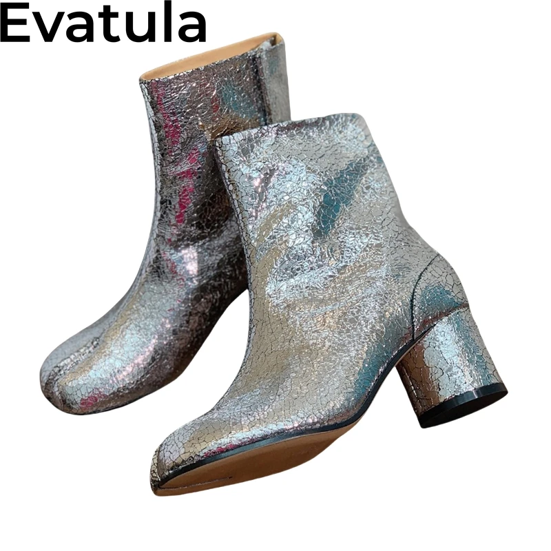 2024 Autumn High Quality Split Toe Round Mid Heels Ankle Boots Women Retro Real Leather Chelsea Boots Fashion Short Boots Femme