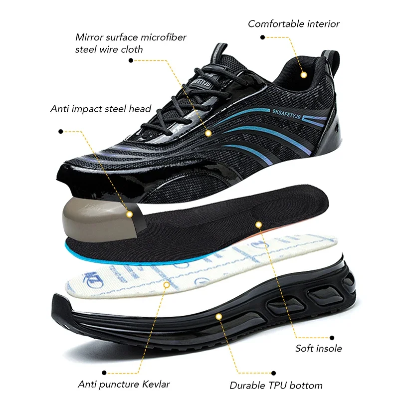 

Модная защитная обувь, мужские кроссовки со стальным носком, устойчивые к проколам дышащие рабочие защитные ботинки, мужская удобная рабочая обувь, мужские защитные ботинки