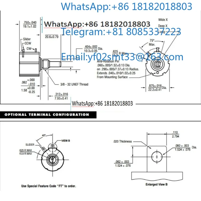 8146R5KL.1 Multi-Turn Precision Potentiometer CW CCW Adjustable Frequency Resistance Regulator